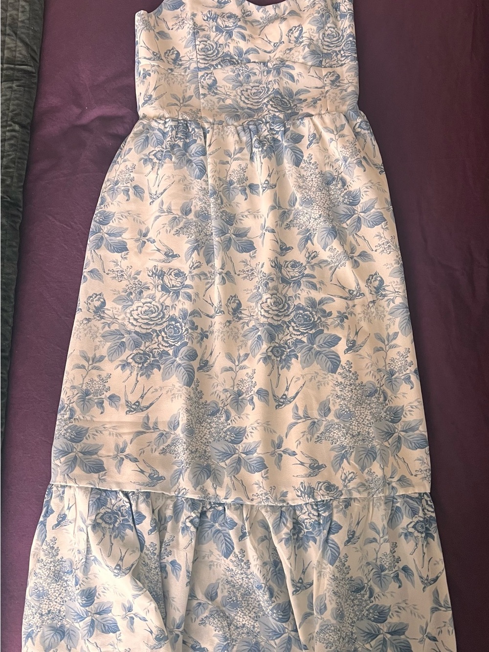 Commense Cream Midi Dress with Blue Floral Print